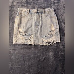Sunset + Spring Distressed Denim Mini Skirt